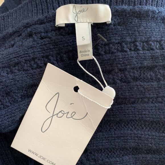 Joie One-Shoulder Navy Cable Knit Wool Sweater Small NWT - Picture 7 of 7